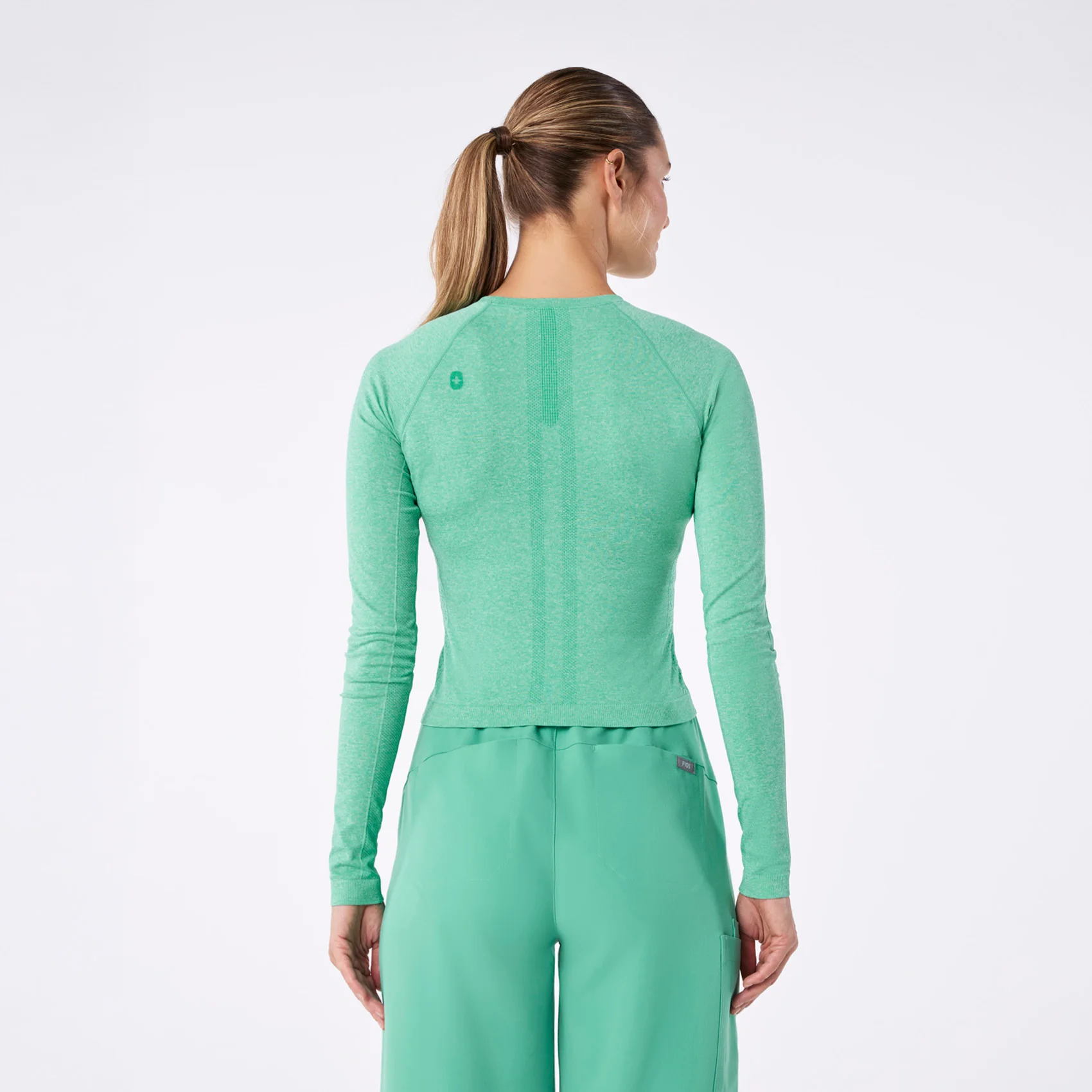 women's Surgical Green Salta Seamless Cropped - Longsleeve Underscrub - Image 4