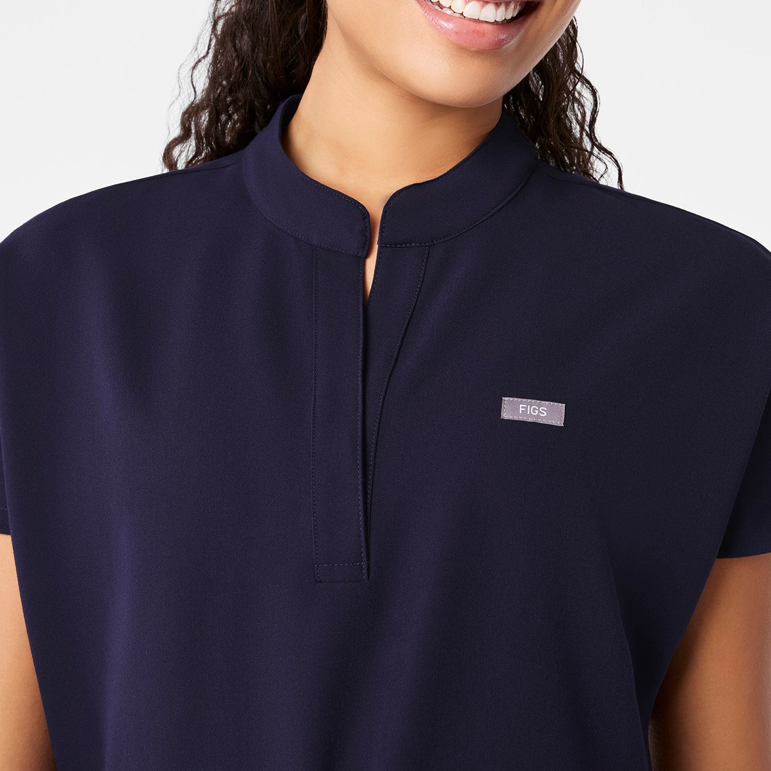 women's Navy Soria - Henley Tunic Scrub Top - Image 7