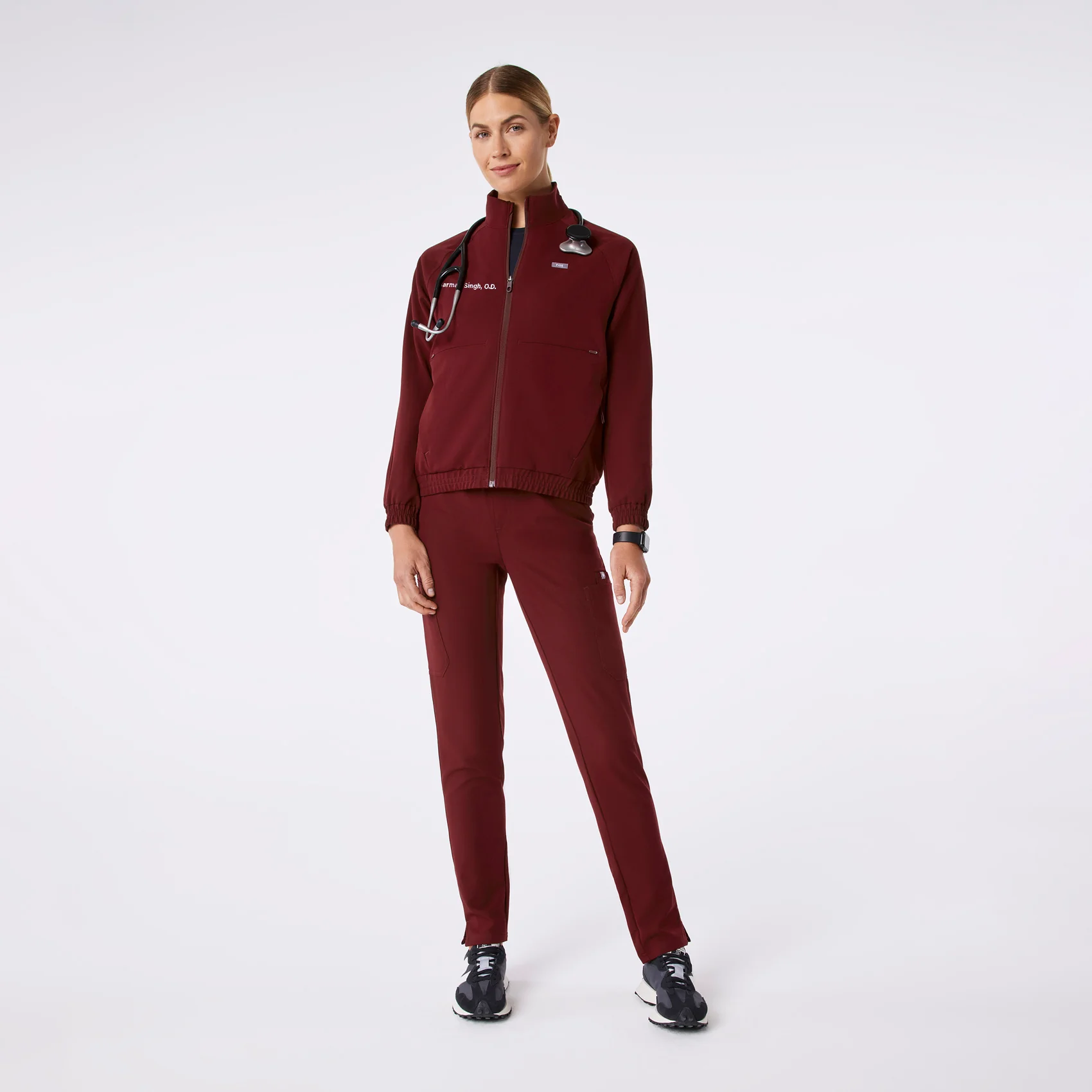 women's Burgundy Sydney - Scrub Jacket - Image 2