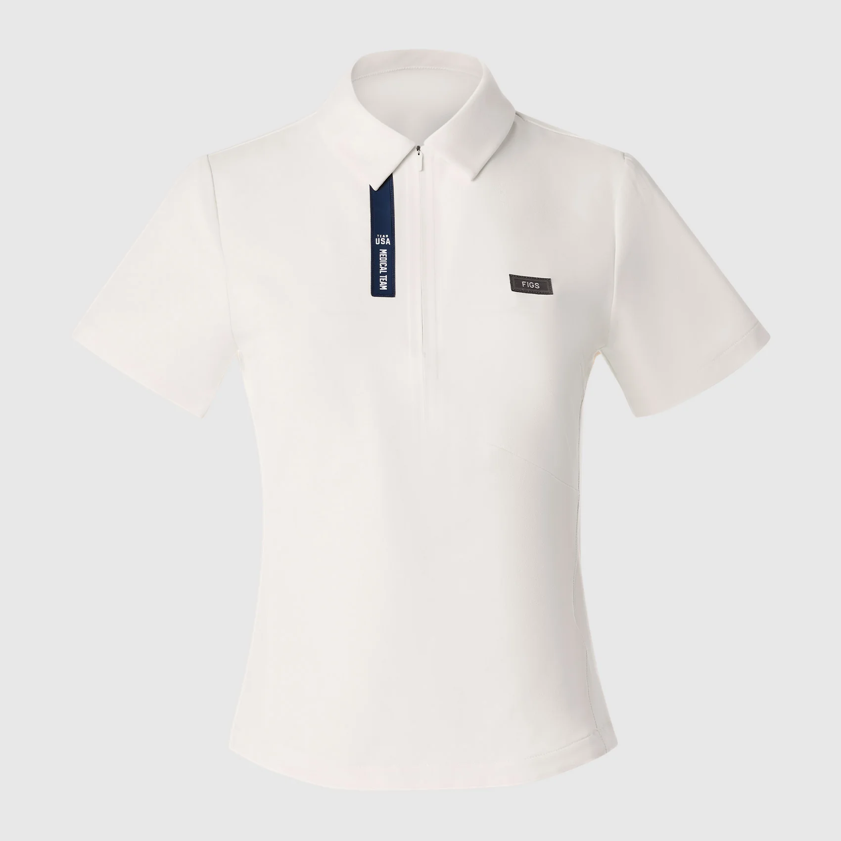 women's Off White FIGS x Team USA FIBREx Polo - Scrub Top - Image 8