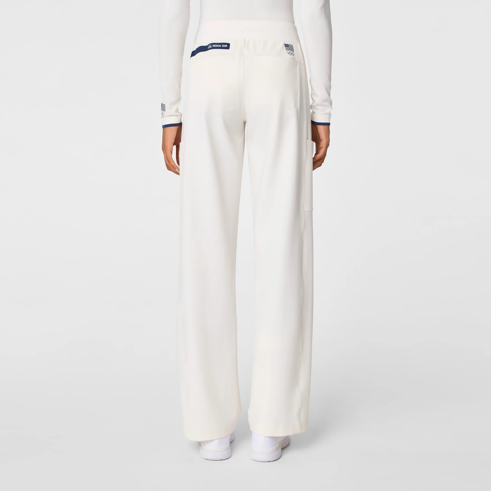 women's Off White FIGS x Team USA High Waisted Wide Leg - Tall Scrub Pant - Image 4