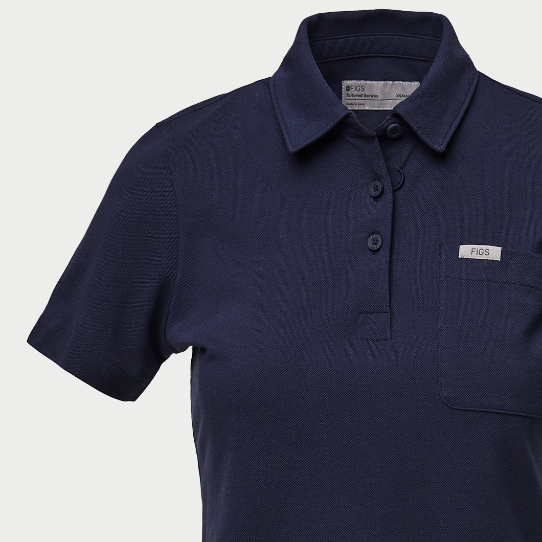 women's Navy FIGSPRO™ Pique - Shortsleeve Scrubpolo™ - Image 9