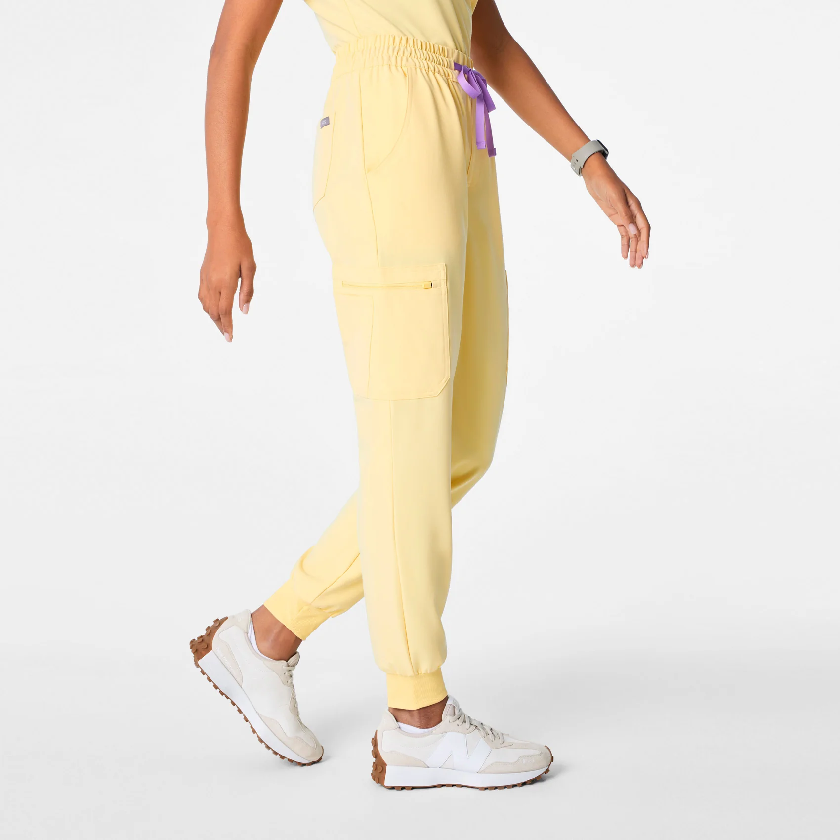 women's Butter Yellow High Waisted Uman Relaxed - Jogger Scrub Pant - Image 3