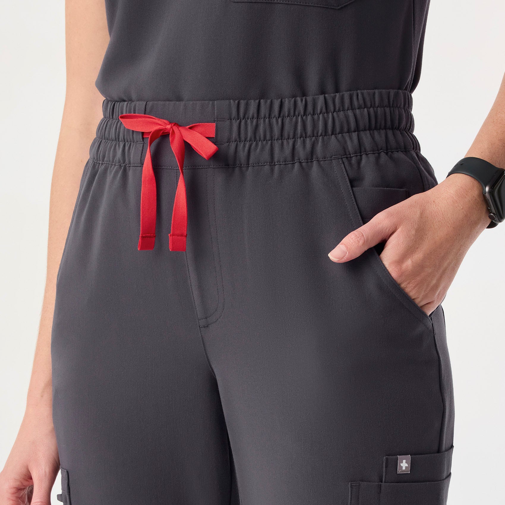 women's Charcoal High Waisted Uman Relaxed - Jogger Scrub Pant - Image 6