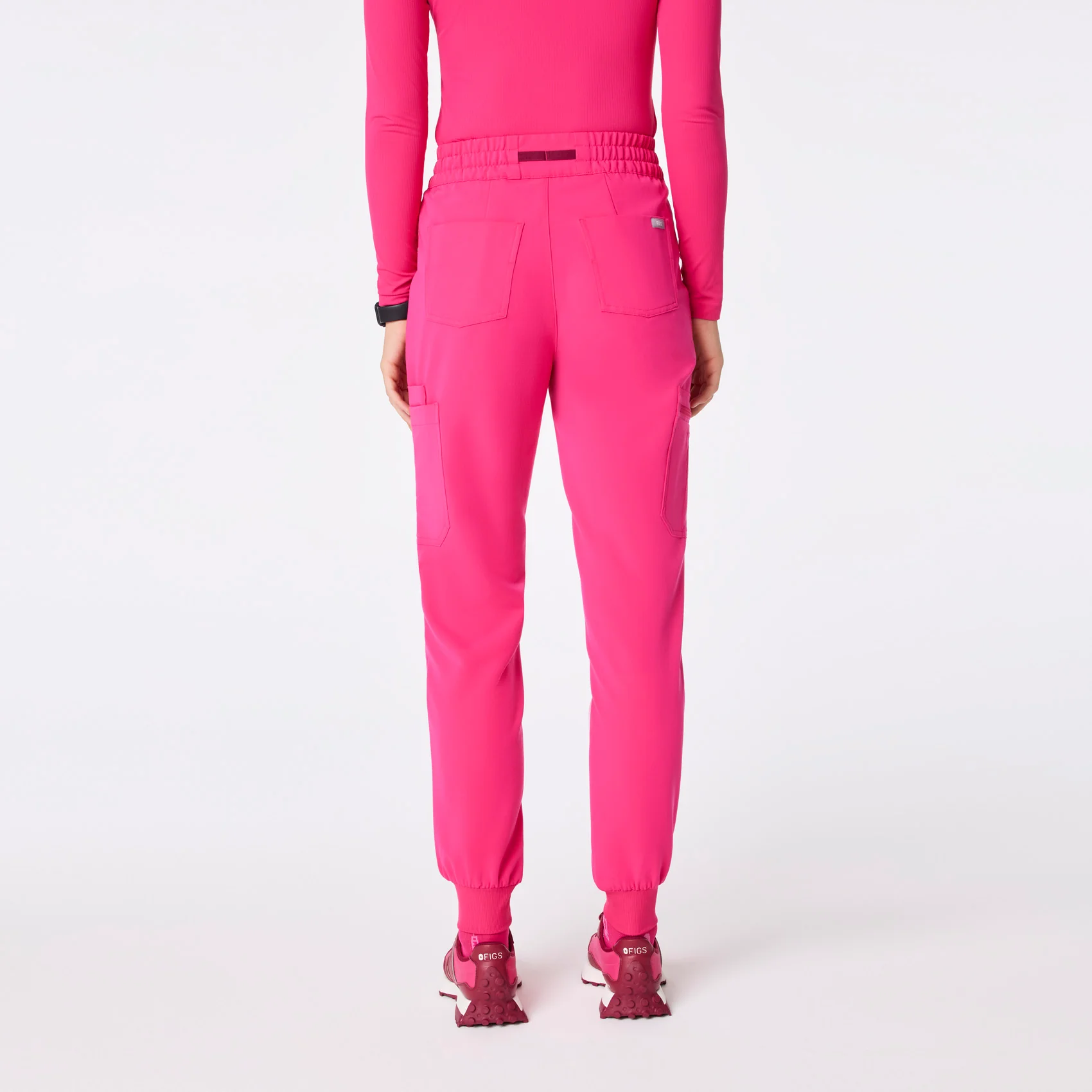 women's Shocking Pink High Waisted Uman Relaxed Jogger Scrub Pant - Image 4