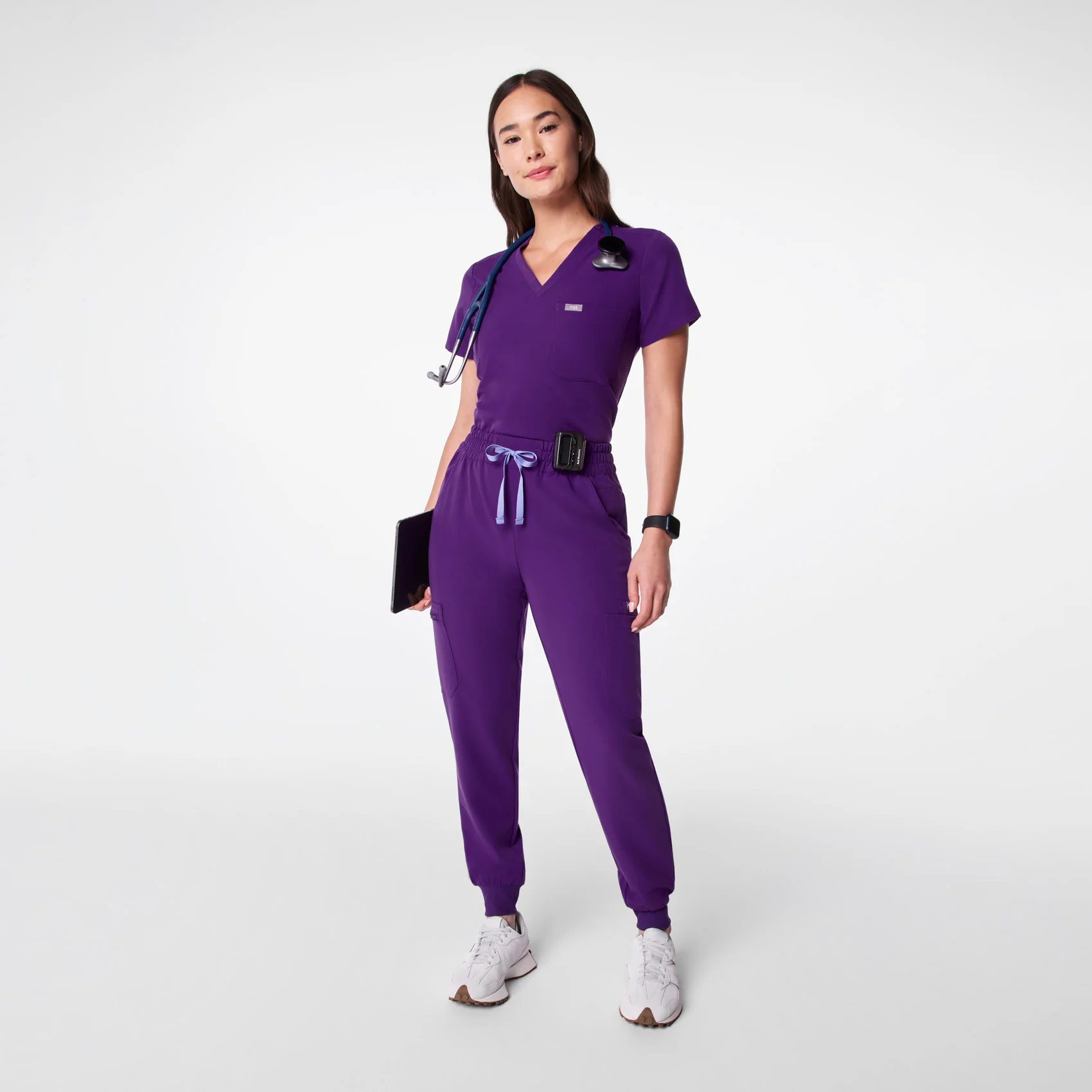women's Digital Grape High Waisted Uman Relaxed - Petite Jogger Scrub Pant - Image 2