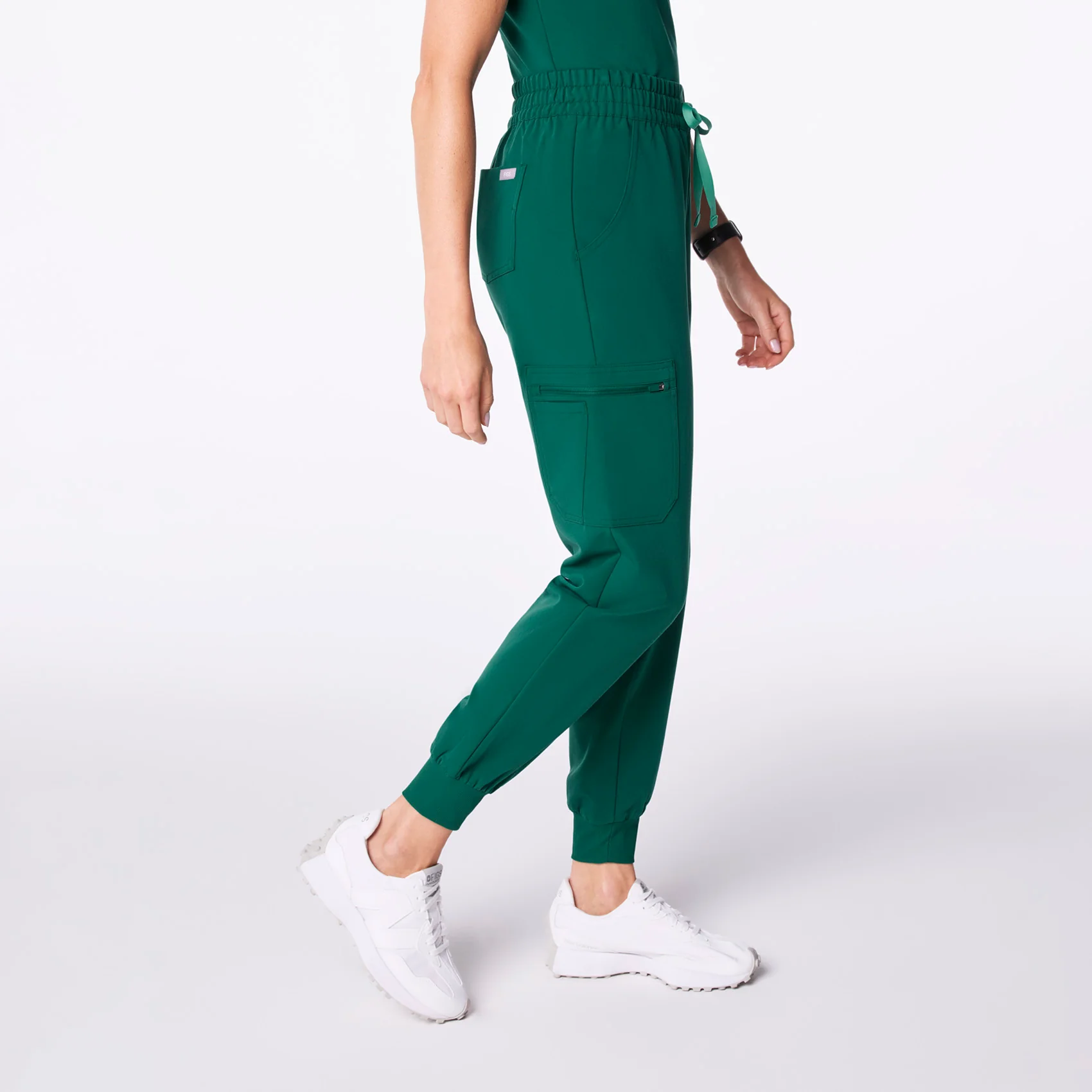 women's Hunter Green High Waisted Uman Relaxed - Petite Jogger Scrub Pant - Image 3