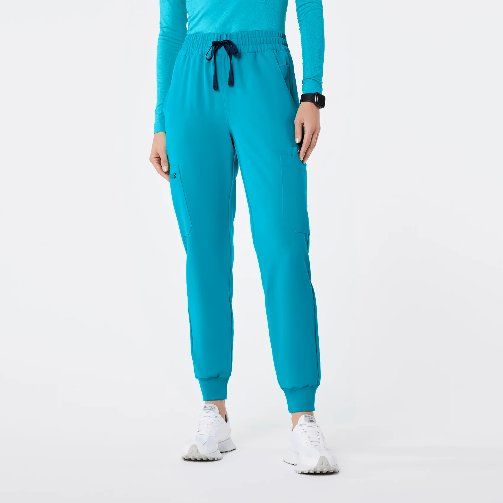 women's Teal High Waisted Uman Relaxed - Tall Jogger Scrub Pant