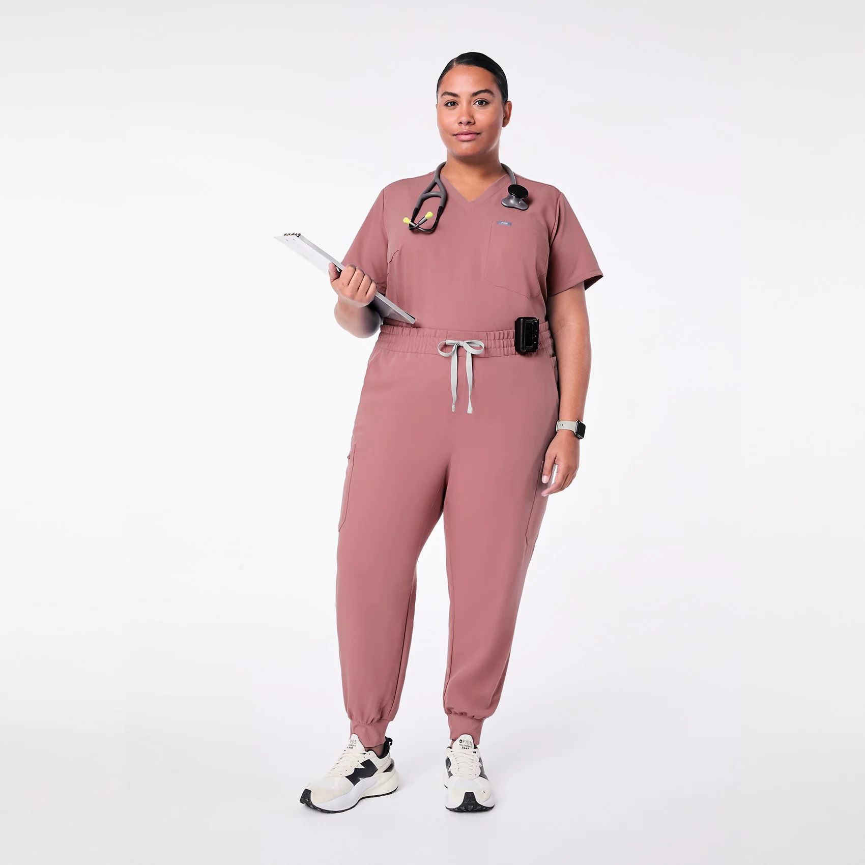 women's Mauve High Waisted Uman Relaxed - Tall Jogger Scrub Pant (3XL-6XL) - Image 2