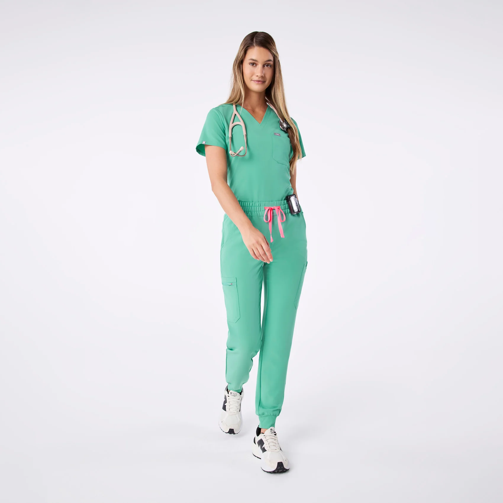 women's Surgical Green Uman Relaxed - Petite Jogger Scrub Pant - Image 2