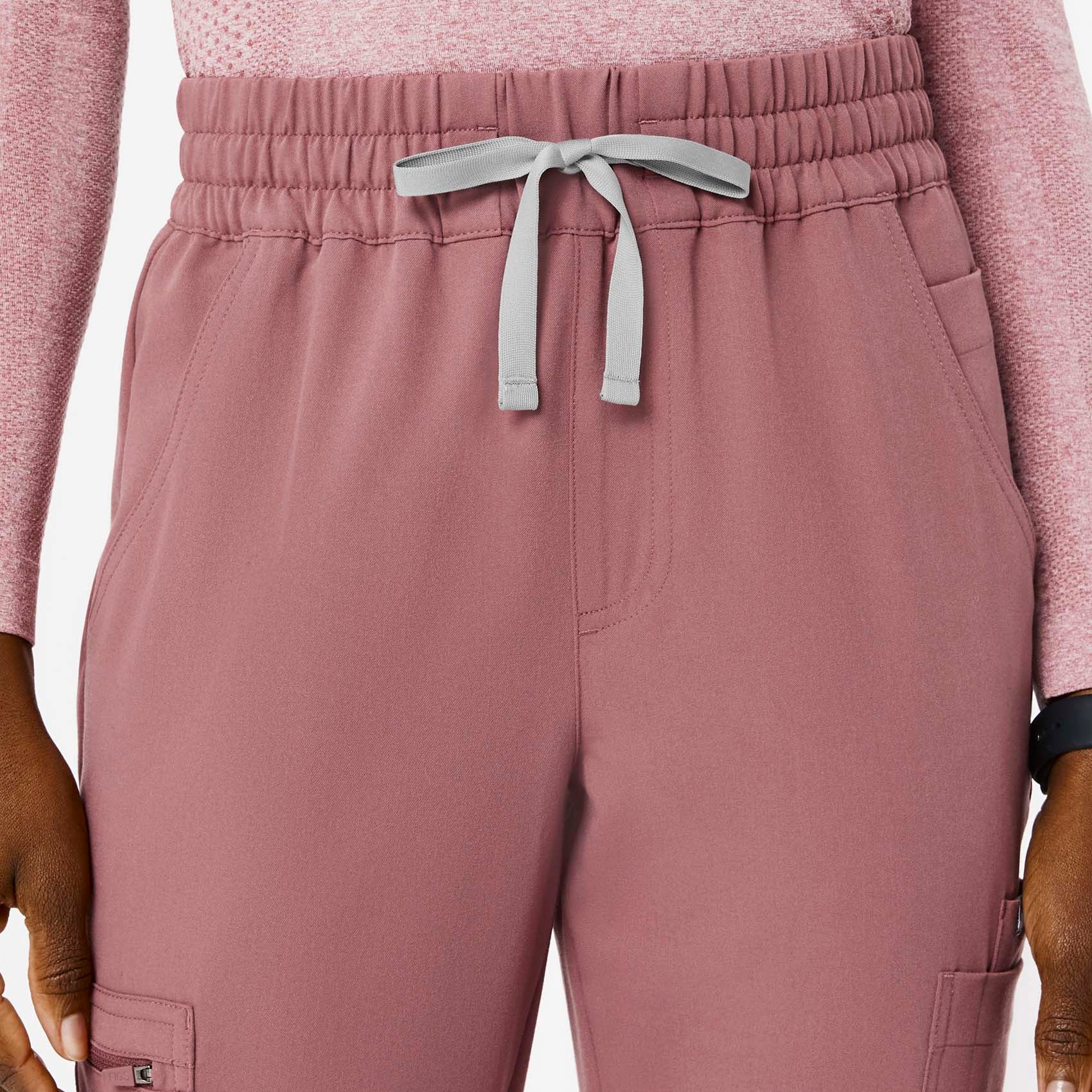 women's Mauve High Waisted Uman Relaxed - Petite Jogger Scrub Pants - Image 6