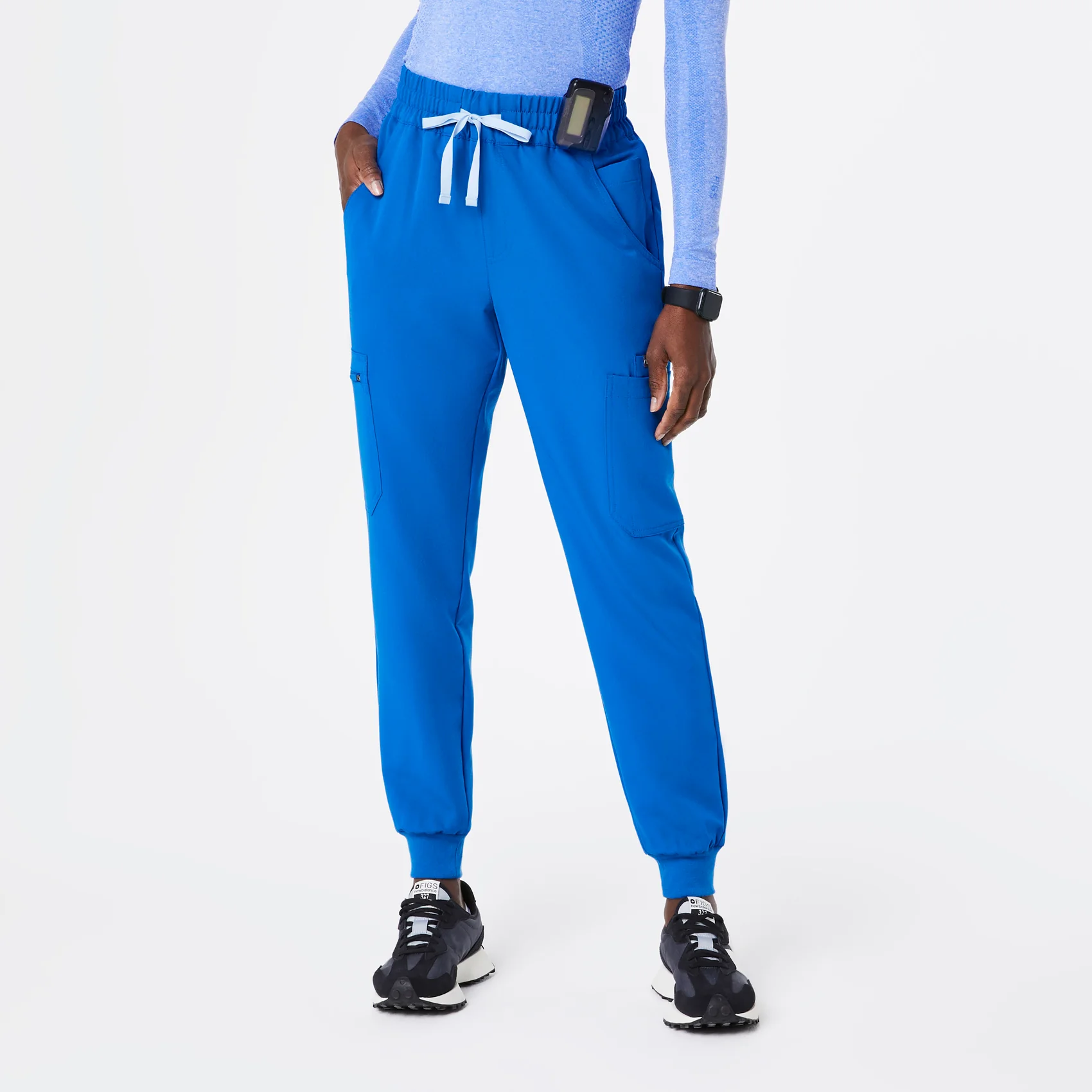women's Royal Blue High Waisted Uman Relaxed - Petite Jogger Scrub Pants