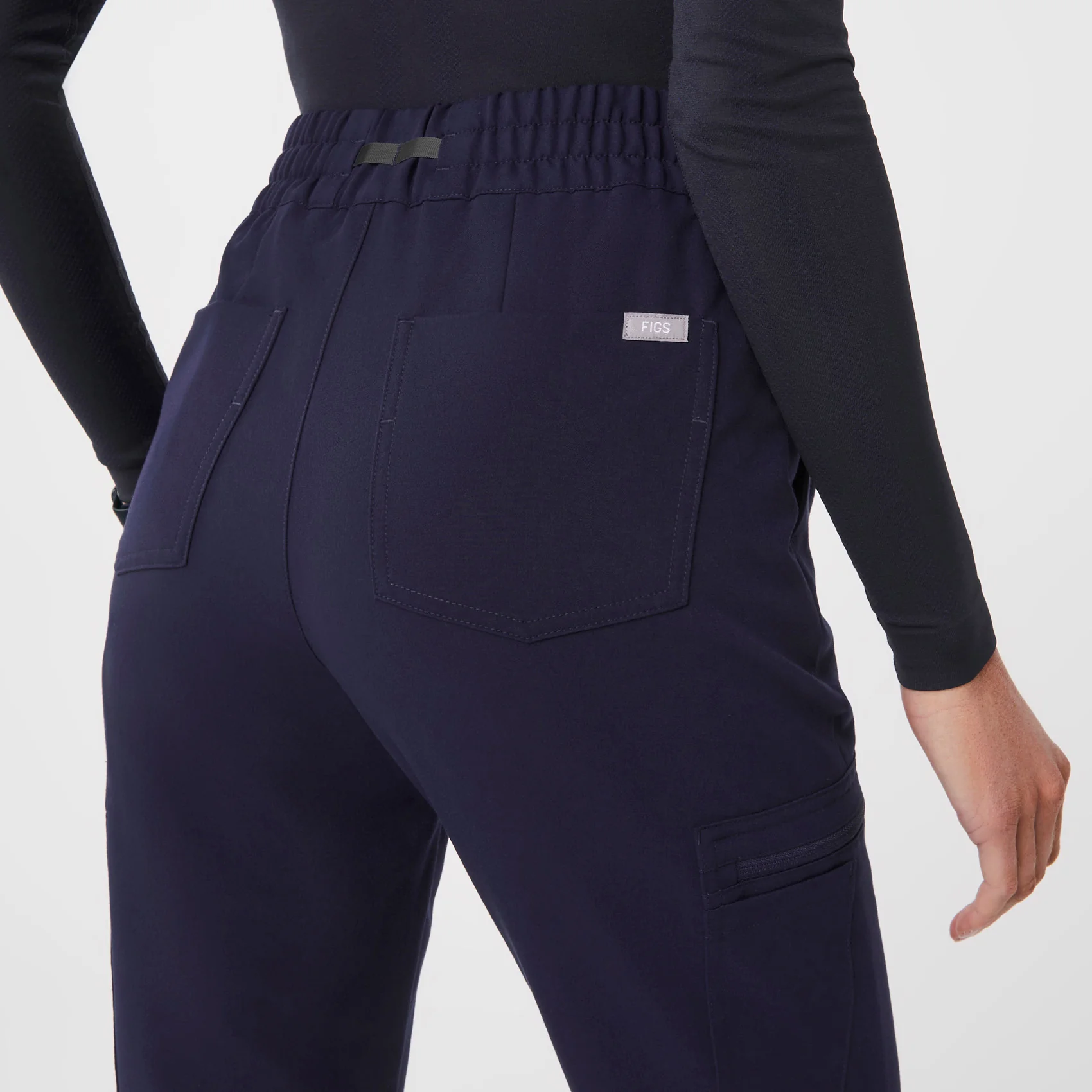 women's Navy High Waisted Uman Relaxed - Tall Jogger Scrub Pants - Image 5