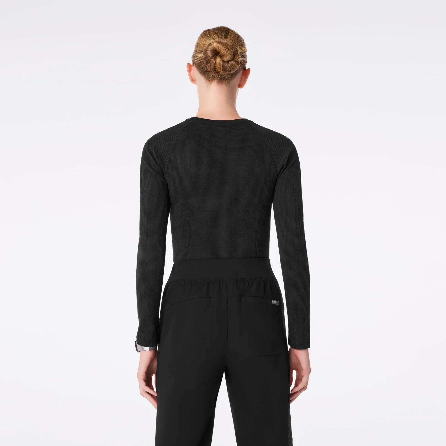 women's Black Waffle - Longsleeve Underscrub - Image 4