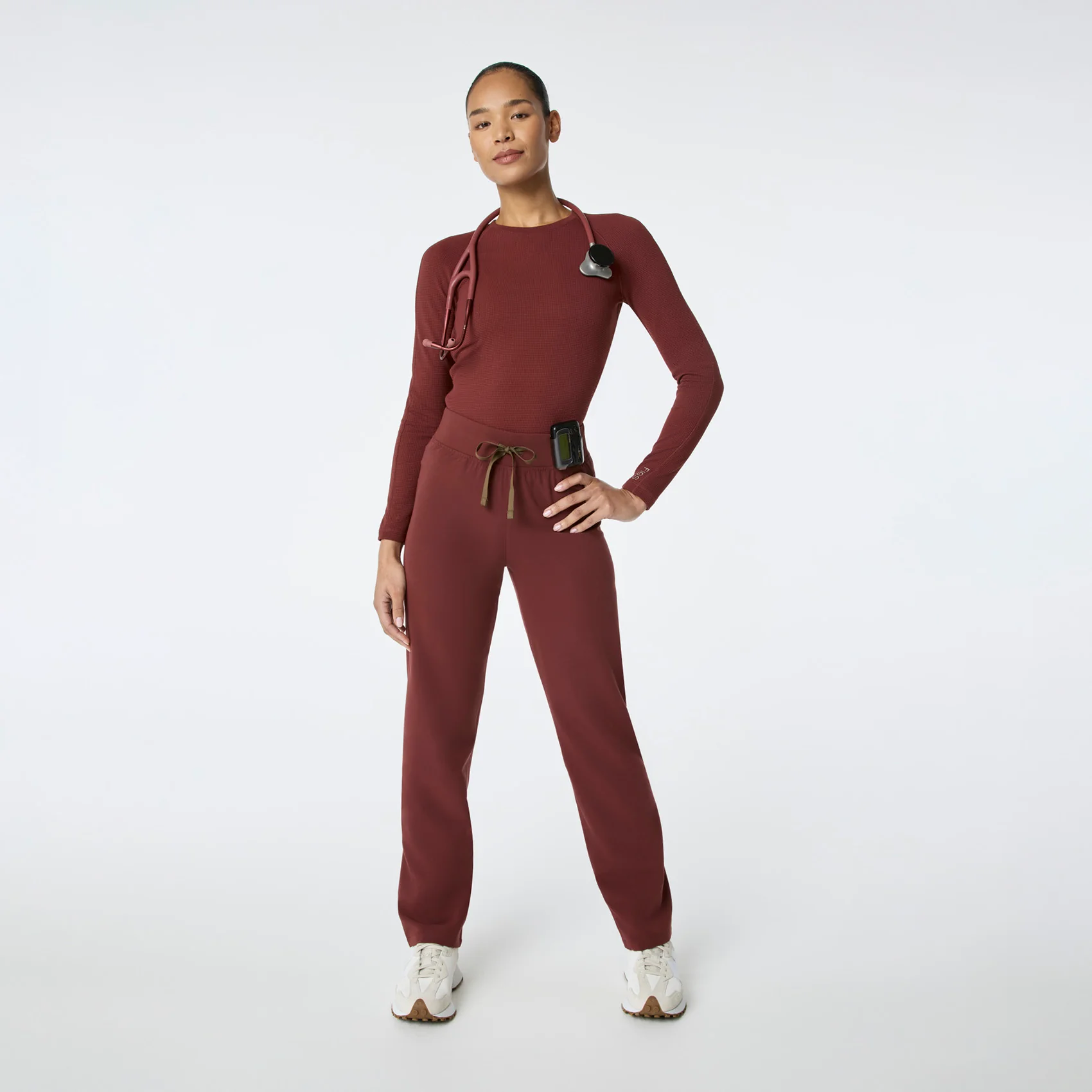 women's Walnut Waffle - Longsleeve Underscrub - Image 2