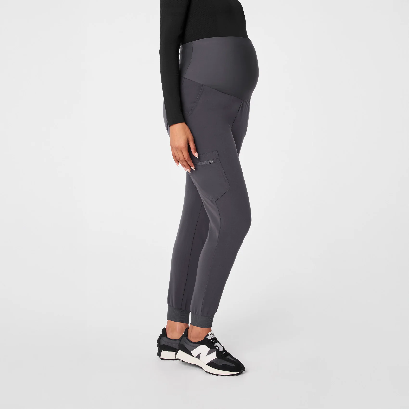 women's Charcoal Zamora - Tall Maternity Scrub Pants - Image 3